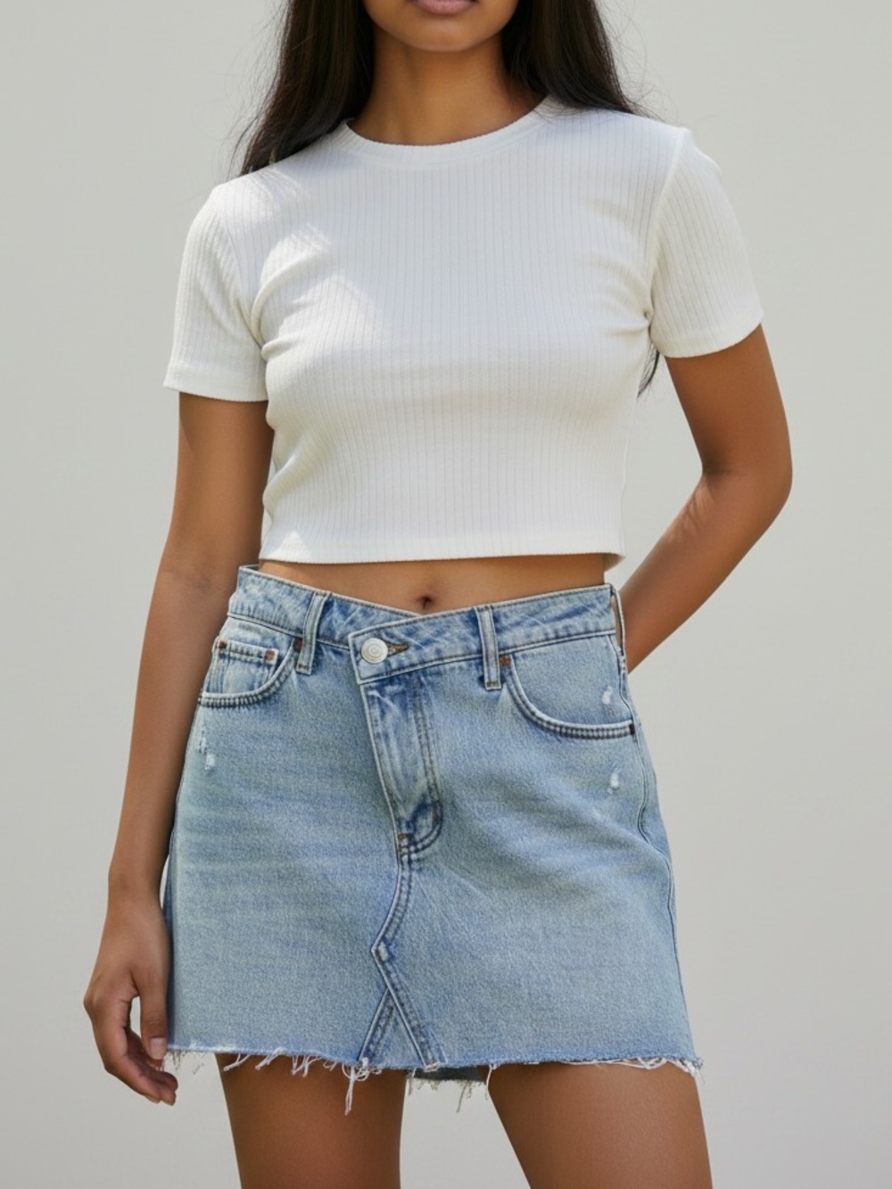 Abercrombie & Fitch Crossover Mini Denim Jean Light Wash Skirt